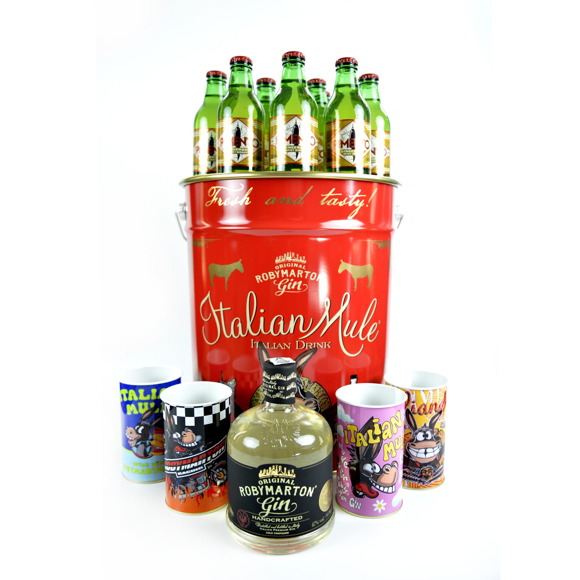 Italian Mule Pouf Box: Kit Roby Marton Gin & Pimento con Accessori